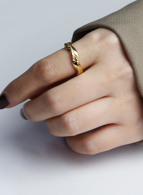 ins潮风金色黑暗系开口蹦迪戒子