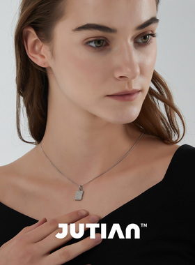 JUTIAN925银女方形吊坠项链