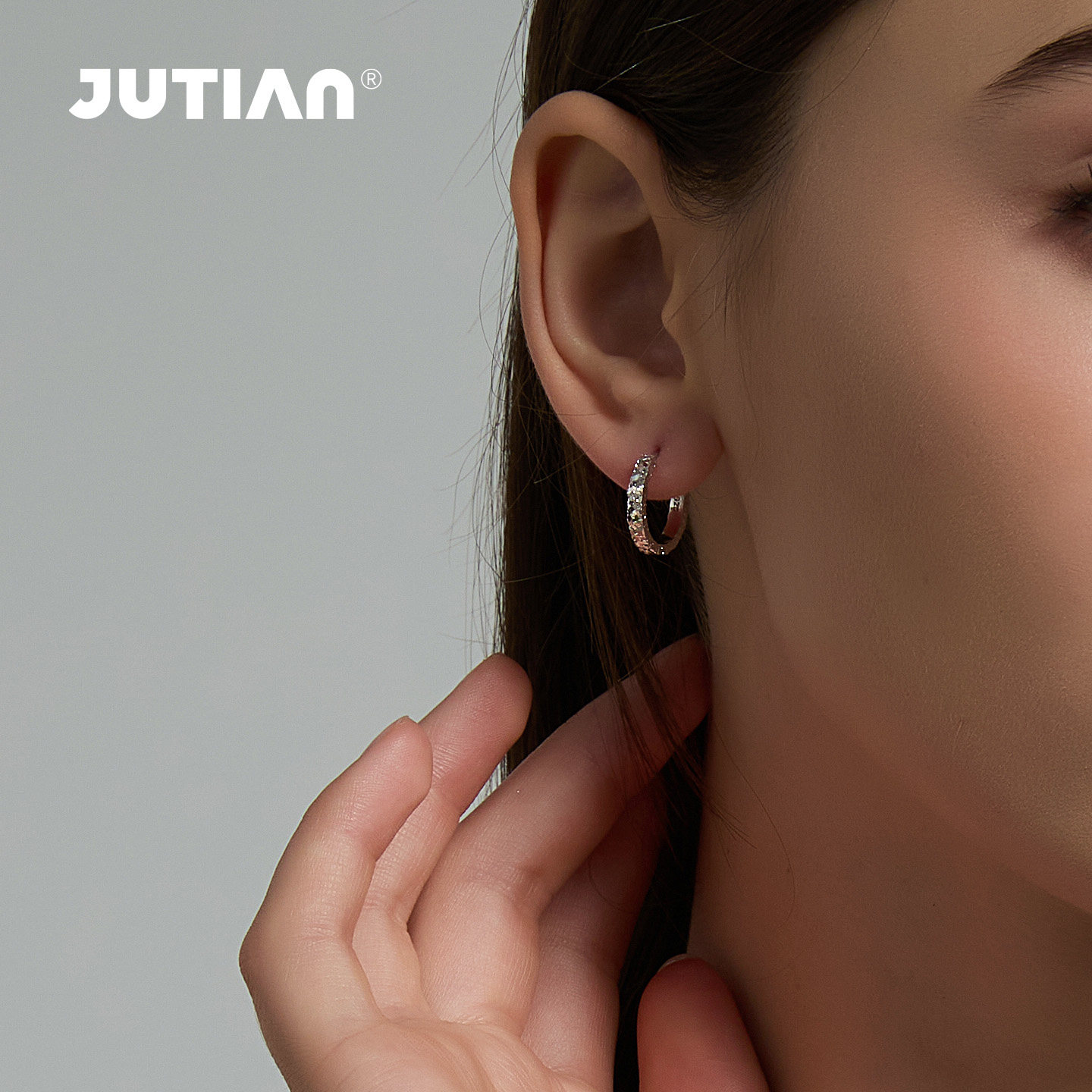 JUTIAN S925纯银碎冰冰耳扣轻奢爆闪简约高级感耳圈耳环女新款,淘宝优惠券,粉丝福利购,淘宝优惠卷