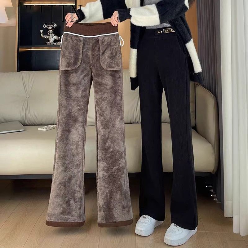清仓捡漏雪尼尔加绒加厚微喇叭裤子女秋冬羊羔绒休闲裤直筒阔腿裤,淘宝优惠券,粉丝福利购,淘宝优惠卷