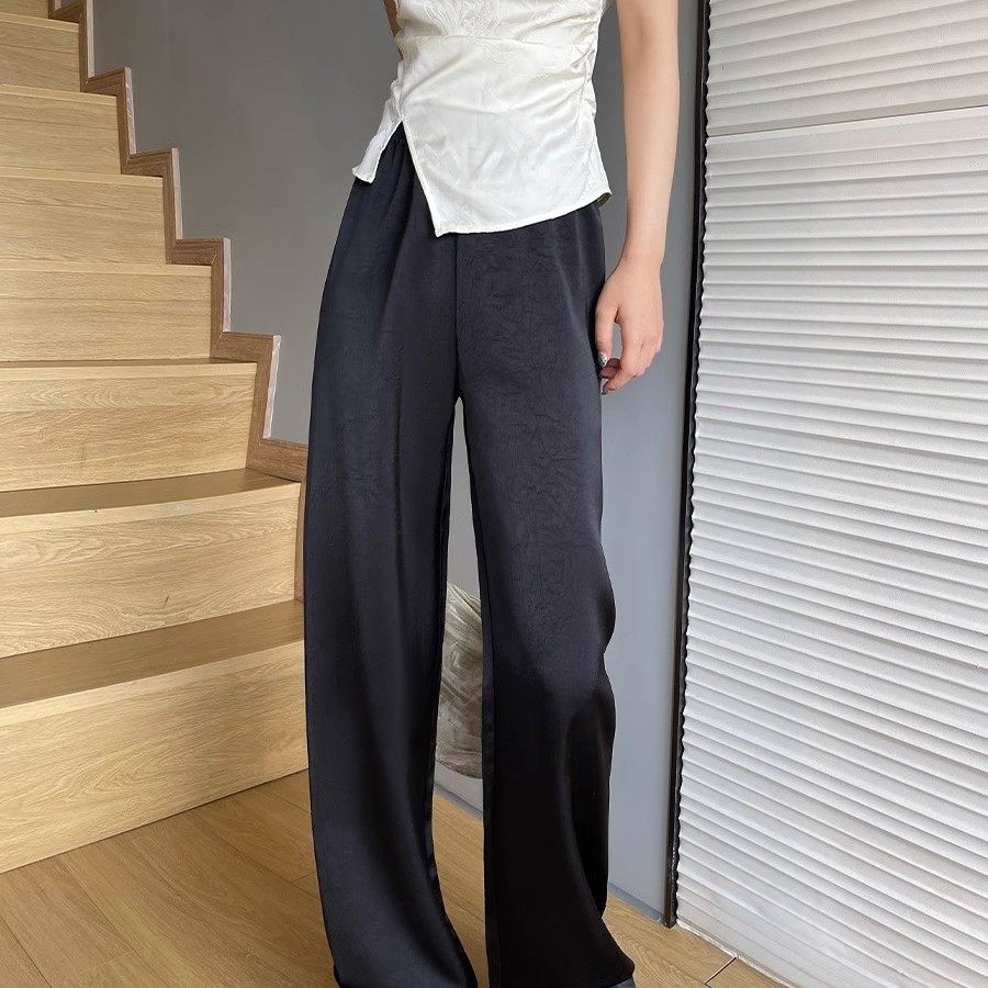 清仓捡漏白色醋酸裤子女夏季薄款凉凉直筒垂垂裤新中式冰丝阔腿裤,淘宝优惠券,粉丝福利购,淘宝优惠卷