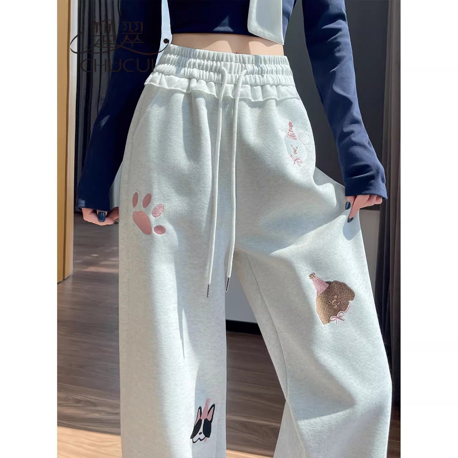 清仓捡漏~小个子运动裤卫裤女冬季超火a字阔腿裤直筒休闲加绒裤子,淘宝优惠券,粉丝福利购,淘宝优惠卷