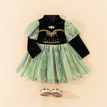 Girls dress dress for children Anna Princess Anna princess dress Femininity Baby Girl Embroidered Gufeng Dress Girls Birthday Dress