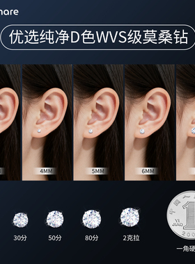 莫桑石耳钉钛合金耳骨钉