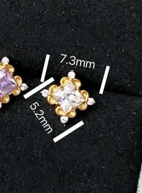 星钛 玦光F136钛合金锆石方钻精致简约百搭日常穿刺耳饰耳钉
