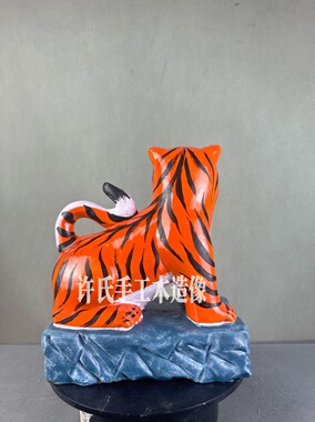 新款现货木雕神像状元虎老虎虎爷文化虎知识虎虎将军樟木雕刻八寸