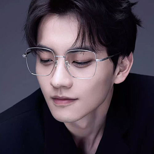 超轻纯钛银框眼镜男近视高级感痞帅大脸眼镜框斯文败类无度数金丝 - 图0