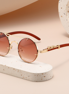 超梦复古金属圆框高级感太阳眼镜