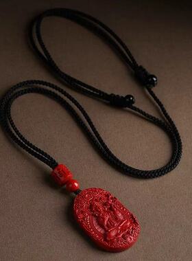 原矿朱砂浮雕八大守护神吊坠高含量紫金砂红砂护身符吊坠项链批发