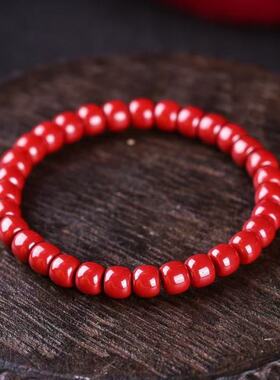 原矿朱砂老式桶珠手链高含量本命年紫金砂帝王砂手串手链批发代发