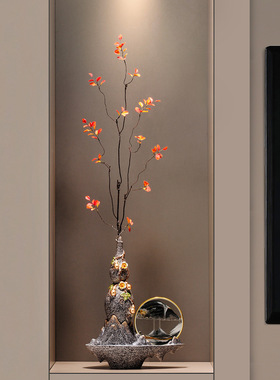 聚福葫芦带秋叶玄关摆件居家过道壁龛店面展厅工作室等艺术风装饰