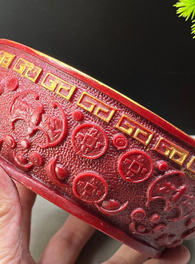 朱砂大号加厚元宝存钱聚宝盆五福莲花盆家居门店办公招财聚财摆件