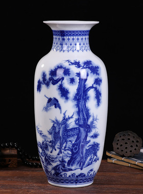 陶瓷青花花瓶 景德镇瓷器批发 中式装饰家居客厅工艺品摆件礼品