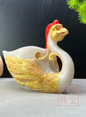 欧美风夜光彩绘描金凤樽酒杯凤凰酒架摆件家居酒柜装饰品礼物摆件