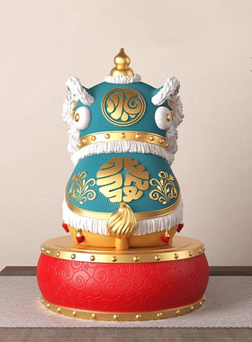 醒狮舞狮摆件一对中式家居客厅办公室开业新年装饰品国潮礼品批发