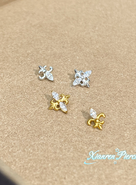 仙人钛合金“ 银鸢”镀金镀白金耳钉耳骨钉耳蜗钉防过敏超精致