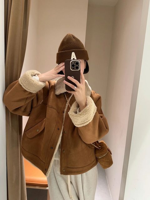 Marad Fur in Australia Lamb Foplasma Curva Jacket Female Little Short Short Sheep Sheep Clamp Winter