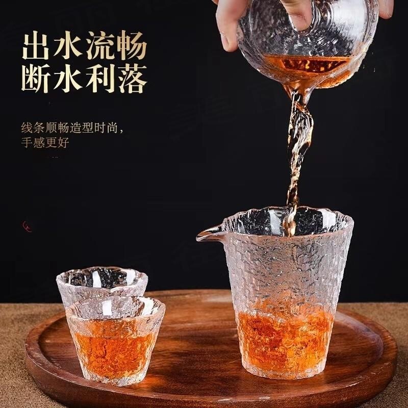 冰露纹玻璃茶具玻璃杯初雪杯套装颜值雅器实惠锤纹耐热-图1