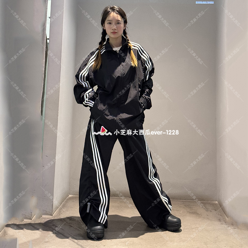 adidas三叶草专柜正品OVSZ女子经典条纹宽松运动长裤JJ3359JJ3360 - 图1