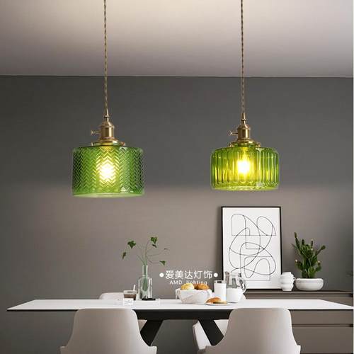 日式玻璃吊灯复古民宿吧台餐厅床头创意个性咖啡厅卧室灯饭桌吊灯 - 图0