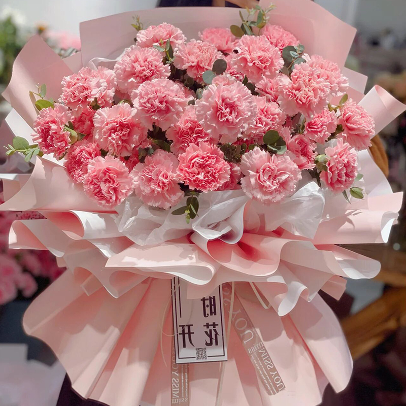 康乃馨玫瑰百合花束鲜花速递同城全国成都重庆西安广州生日配送店