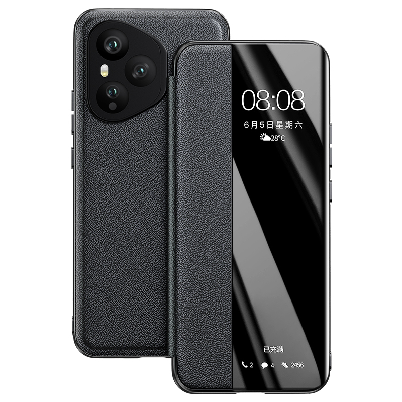 华为荣耀400Pro手机壳智能翻盖式皮套300ultra保护套男女新款防摔200/100/90/80/70/60/50外壳商务奢华适用 - 图0