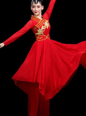 送扇子服装产品舞蹈服装服装腰鼓服装节日中国风格的击鼓现代锣鼓