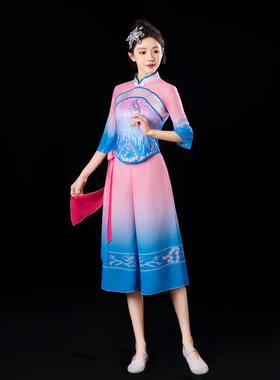 送扇子胶州秧歌服演出服女新款飘逸套装扇子舞广场舞表演考服服艺