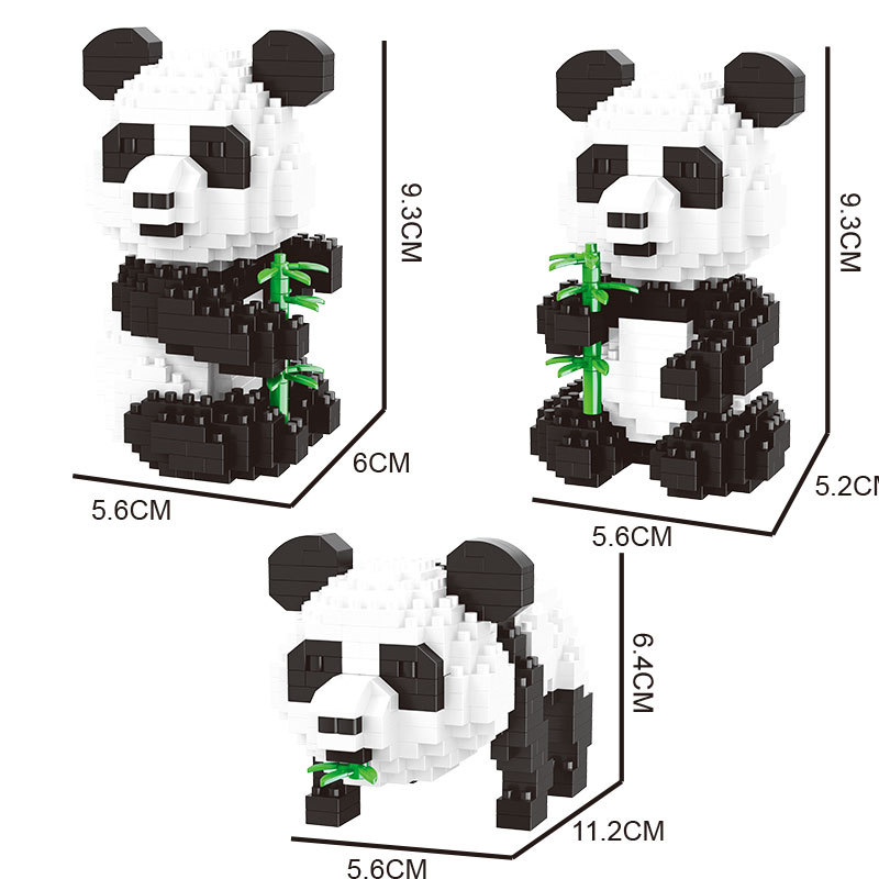 兼容乐塑料积木微小颗粒国宝大熊猫三合一减压拼插组装儿童玩具高 - 图3