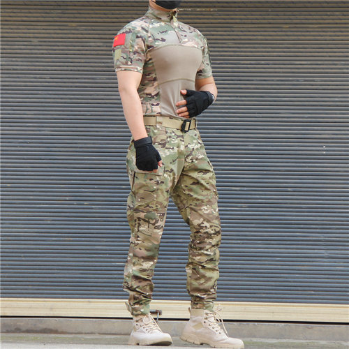 春夏男女青蛙服套装纯棉迷长彩袖短袖作训服户外特种战术蛙服套装 - 图1