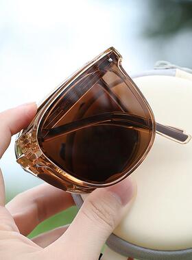 折叠墨镜女夏2025新款级感防紫外线强光防晒偏光太阳镜大脸显瘦