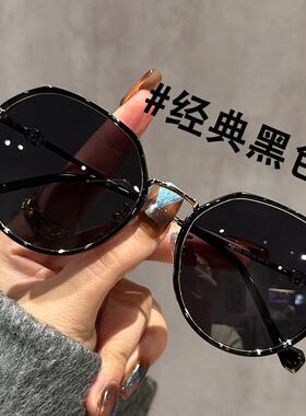 奶茶色太阳眼镜2024新款女可配有度数偏光太阳镜超轻圆框显瘦眼镜