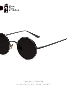复古圆形墨镜男士太阳镜开车专用圆框小镜片太子镜伴郎眼镜男款潮
