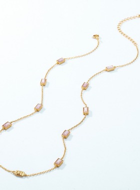 日韩风几何简约粉贝壳项链时尚流行S925银渡18K金PT950铂金项链