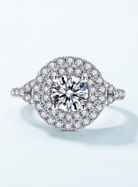 轻奢风流行莫桑钻戒气质百搭S925银渡18K金PT950铂金女士戒指订婚