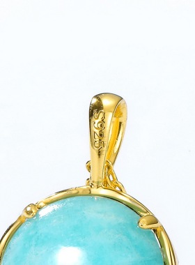 新款复古孔雀石吊坠锁骨链正反面佩戴S925银渡18K金PT950铂金项链