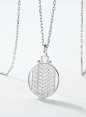 日韩S925银渡18K金PT950铂金吊坠锁骨链复古气质百搭米字圆盘项链