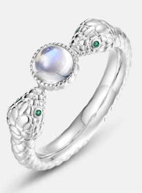 S925银渡18K金PT950铂金时尚百搭网红款灵蛇戒指指环个性尾戒戒指