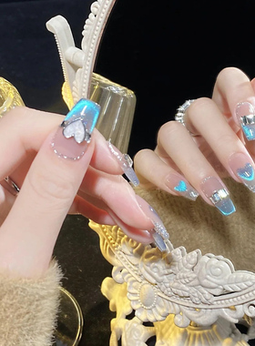 鹿舞美甲手工定制中国穿戴甲猫眼