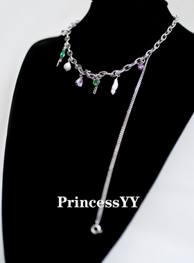 PrincessYY珍珠水晶项链高级感轻奢小众配饰毛衣2025新款气质大气