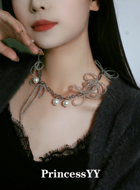 手作银色高保色时尚夸张流苏项链