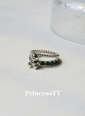 PrincessYY银色小熊闭口戒指轻奢高级感夸张冷淡风配饰食指设计感