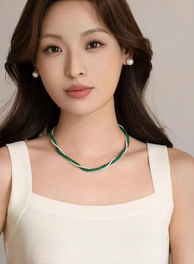 天然绿玛瑙珍珠项链百搭送礼好品