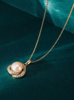 德基天然珍珠银锁骨女银