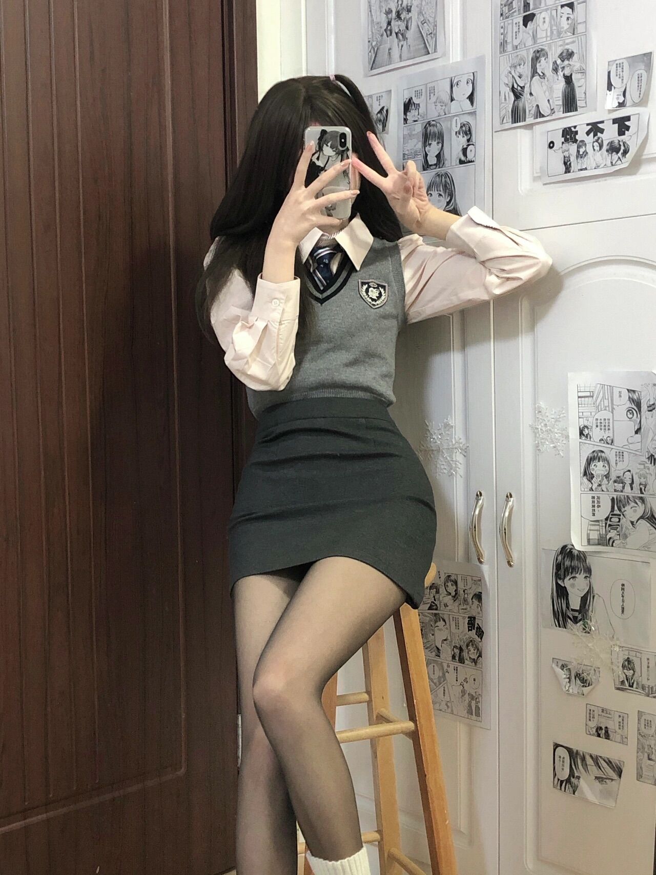 你家辣la韩系女高学院风套装JK制服针织马甲背心纯欲包臀半身裙女