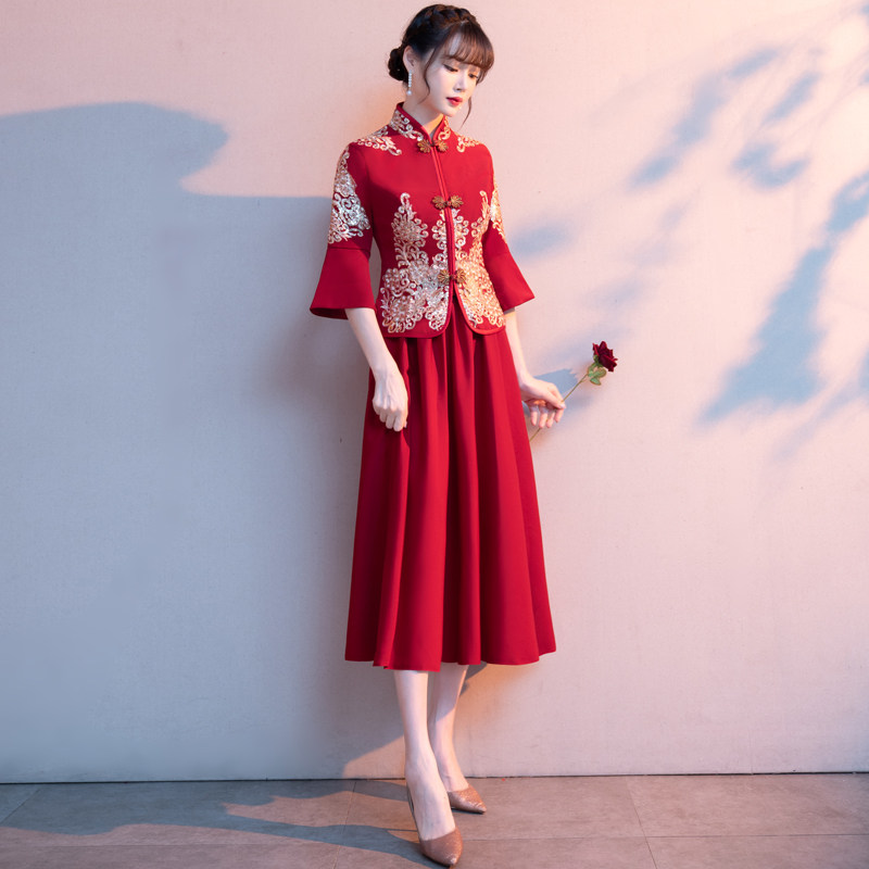 旗袍新娘2021新款中式小个子敬酒服 瑗婷礼服/晚装