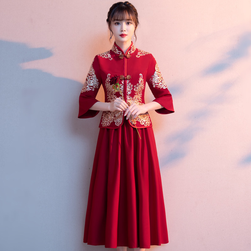 旗袍新娘2021新款中式小个子敬酒服 瑗婷礼服/晚装