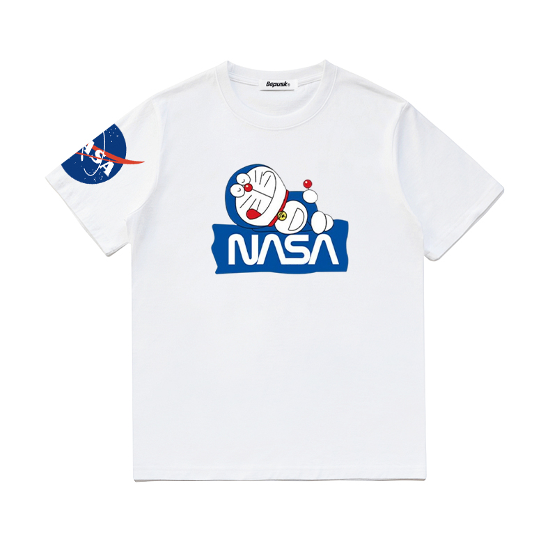 NASA联名款2022夏季情侣纯棉圆领短袖T恤男女宽松上衣潮牌 - 图2