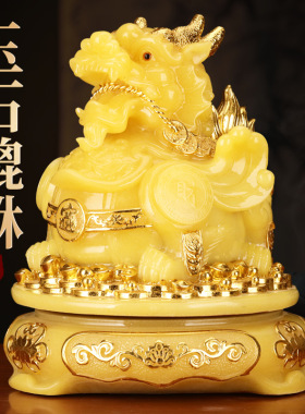 金箔贴金玉石貔貅摆件金蟾客厅酒柜办公室公司店铺乔迁开业礼品