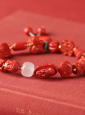 红砂多宝1原矿朱砂手串女款本命年大红色高含量手链批发厂家直销